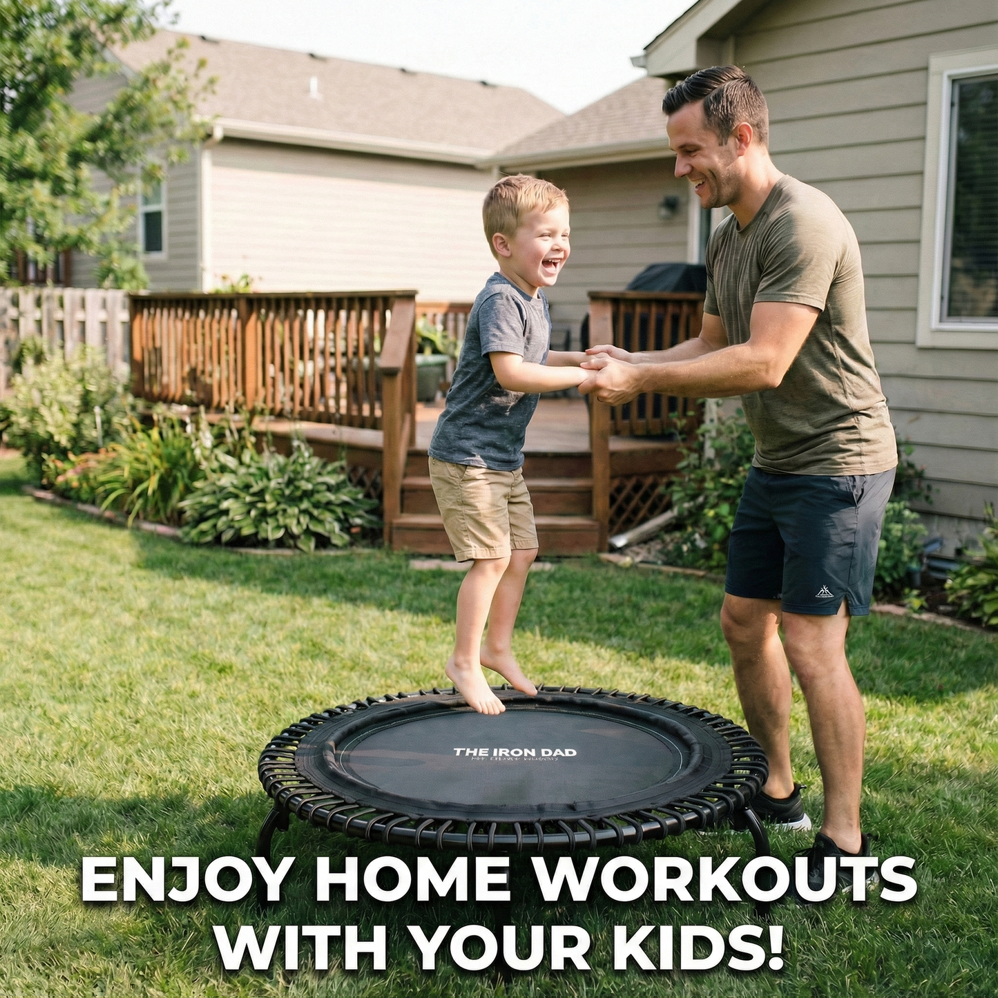 The Iron Dad 44” Pro Fitness Rebounder Trampoline — Adjustable Firmness (Firm/Extra-Firm)