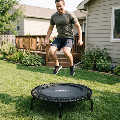 The Iron Dad 44” Pro Fitness Rebounder Trampoline — Adjustable Firmness (Firm/Extra-Firm)