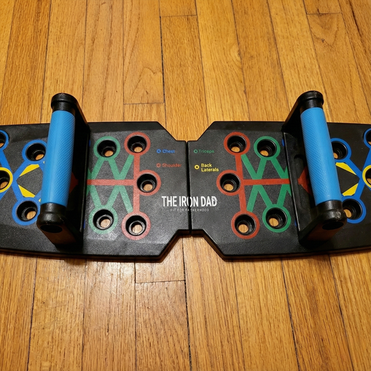 The Iron Dad 28-in-1 Push-Up Workout Board (Color-Coded Positions) + Handles
