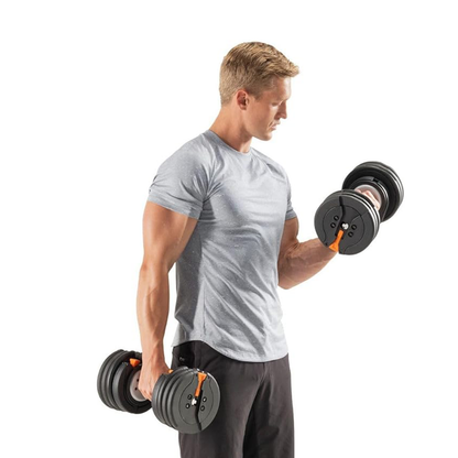 The Iron Dad Adjustable Dumbbell Set (Pair) 10–55 lb / 5–25 kg — 15 Settings + Storage Tray